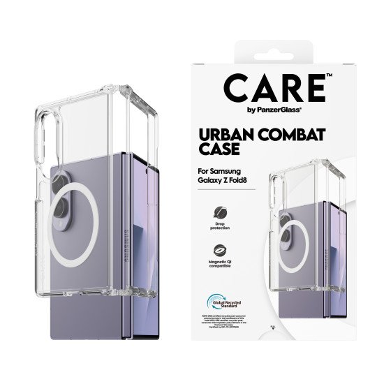PanzerGlass CARE™ by ® Urban Combat Case Transparent w. White Qi Samsung Fold8 coque de protection pour téléphones portables Housse