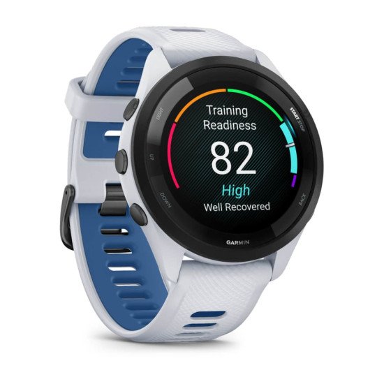 Garmin Forerunner 265 3,3 cm (1.3") AMOLED 46 mm Numérique 416 x 416 pixels Écran tactile Noir, Blanc Wifi GPS (satellite)