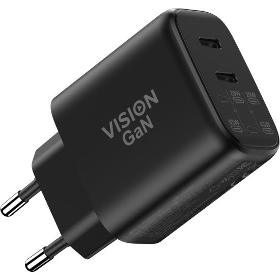 Vision TC-PUSBCEU/65 chargeur d'appareils mobiles Universel Noir Secteur Charge rapide Intérieure Vision TC-PUSBCEU/65 chargeur d'appareils mobiles Universel Noir Secteur Charge rapide Intérieure
