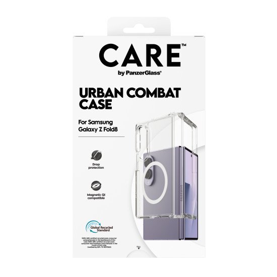 PanzerGlass CARE™ by ® Urban Combat Case Transparent w. White Qi Samsung Fold8 coque de protection pour téléphones portables Housse