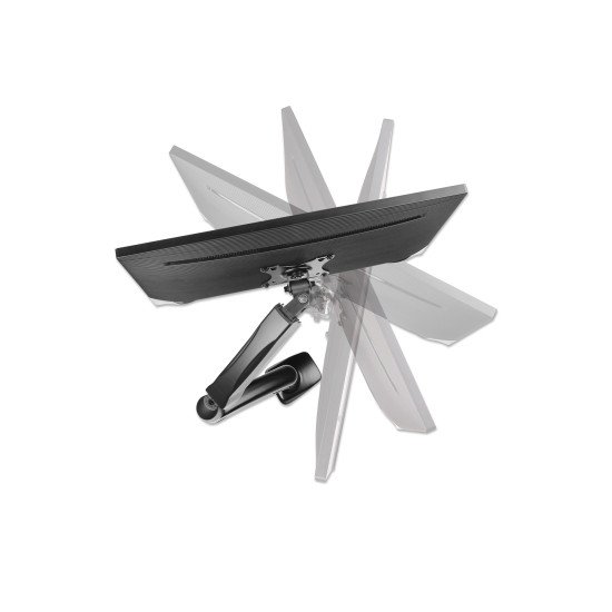 Manhattan Support de bureau pour TV/moniteurs (bras à ressort à Bras articulé), écrans 13" à 27", fixation à l'arrière par pince ou passe-câble, Compatibilité VESA : 75x75 et 100x100 mm (vérifiez les dimensions des quatre trous de fixation à l'a