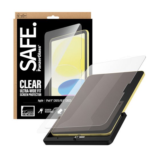 PanzerGlass SAFE. by ® Screen Protector iPad 11" (2025-2026) | 10.9" (2022) | Ultra-Wide Fit w. Fastfit tool Protection d'écran transparent Apple 1 pièce(s)
