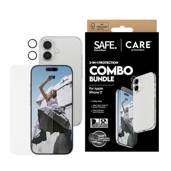 PanzerGlass SAFE. | CARE by ® 3-in-1 Fashionable Combo Bundle iPhone 17 Protection d'écran transparent Apple 1 pièce(s)