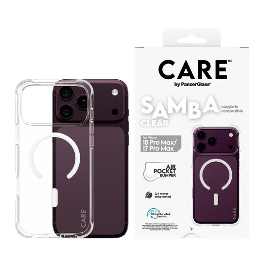 PanzerGlass CARE™ by ® Samba Case Transparent w. White MagSafe iPhone 2026 Pro Max | 17 Pro Max coque de protection pour téléphones portables Housse