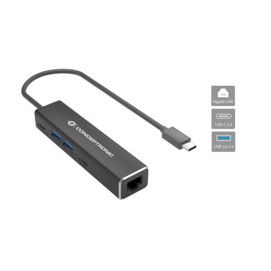 Conceptronic ABBY13B station d'accueil Avec fil USB 3.2 Gen 1 (3.1 Gen 1) Type-C Gris Conceptronic ABBY13B station d'accueil Avec fil USB 3.2 Gen 1 (3.1 Gen 1) Type-C Gris