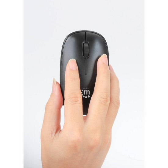 Manhattan Souris optique sans fil MW3050, noire, 1200 dpi, 2,4 GHz (jusqu'à 10 m), USB, ambidextre, 3 boutons avec molette, récepteur USB-A nano, pile AA incluse, garantie 3 ans