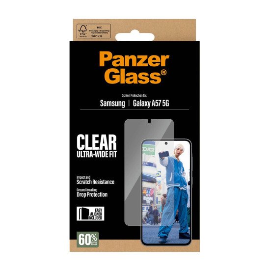 PanzerGlass Screen Protector Ultra-Wide Fit - Clear - Samsung Galaxy A57 5G Protection d'écran transparent