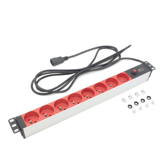 ACT Rallonge PDU 19" C14 IEC60320 avec 8 prises de type E, 3m H05VV-F 3G1.0