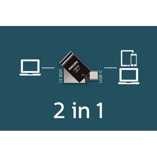 Philips FM12DC152B/00 lecteur USB flash 128 Go USB Type-A 3.2 Gen 1 (3.1 Gen 1) Noir, Argent