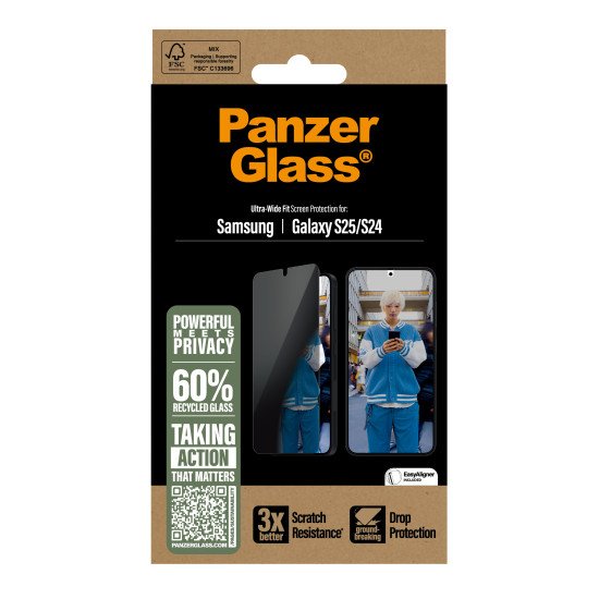 PanzerGlass ® Privacy Screen Protector Samsung Galaxy S25 | S24 | Ultra-Wide Fit Protection d'écran transparent 1 pièce(s) PanzerGlass ® Privacy Screen Protector Samsung Galaxy S25 | S24 | Ultra-Wide Fit Protection d'écran transparent 1 pièce(s)