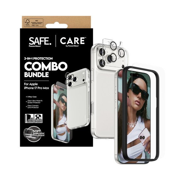 PanzerGlass SAFE. | CARE by ® 3-in-1 Fashionable Combo Bundle iPhone 17 Pro Max Protection d'écran transparent Apple 1 pièce(s)