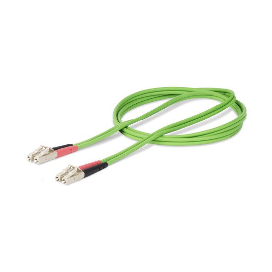 StarTech.com Câble Fibre Optique Multimode OM5 LC à LC (UPC) de 2m, Cordon/Jarretière/Connecteur Fibre Optique 50/125µm Duplex LOMMF Zipcord, VCSEL, 40G/100G, Insensible à la Courbure, Cordon de Liaison Fibre LSZH