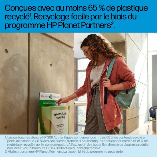 HP 308 Cartouche d'encre authentique Noir