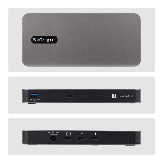 StarTech.com Hub Thunderbolt&trade; 5 à 4 Ports avec Thunderbolt&trade; Share KVM, 80/120 Gbps, Multi-Écrans 8K, PD 140W, USB-A 10 Gbps, TB4 et USB4, MacBook M4 Pro M4 Max M5