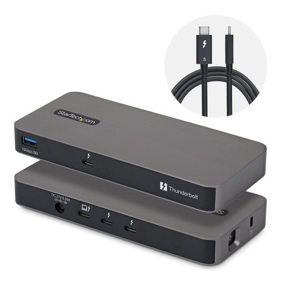 StarTech.com Hub Thunderbolt&trade; 5 à 4 Ports avec Thunderbolt&trade; Share KVM, 80/120 Gbps, Multi-Écrans 8K, PD 140W, USB-A 10 Gbps, TB4 et USB4, MacBook M4 Pro M4 Max M5