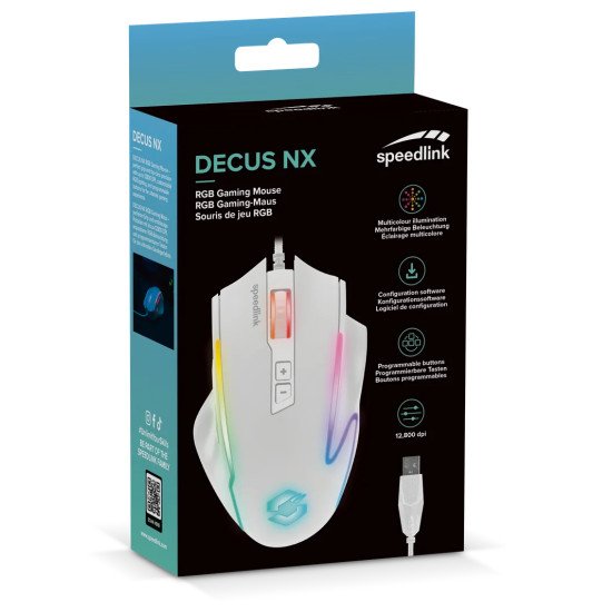 SPEEDLINK SL-680024-WT souris Gaming Droitier USB Type-A Optique 12800 DPI