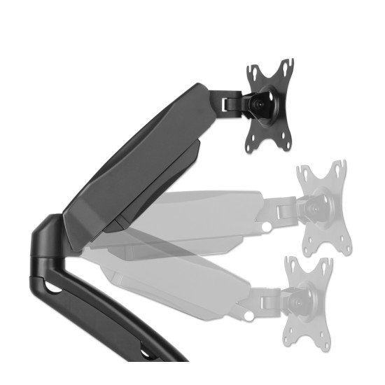 Manhattan Support de bureau double pour TV/moniteurs (bras à ressort à Bras articulé), écrans 10" à 27", fixation à l'arrière par pince ou passe-câble, Compatibilité VESA : 75x75 et 100x100 mm (vérifiez les dimensions des quatre trous de fixatio