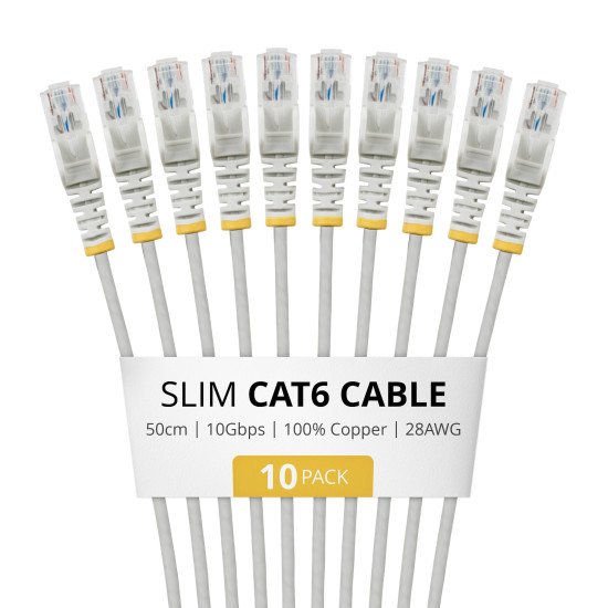 StarTech.com N6PAT50CMGRS10PK câble de réseau Gris 0,5 m Cat6 U/UTP (UTP)