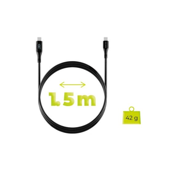 Mobile Origin MO-100WDC-CB2 câble USB USB 2.0 1,5 m USB C 0,48 Gbit/s 100 W Noir