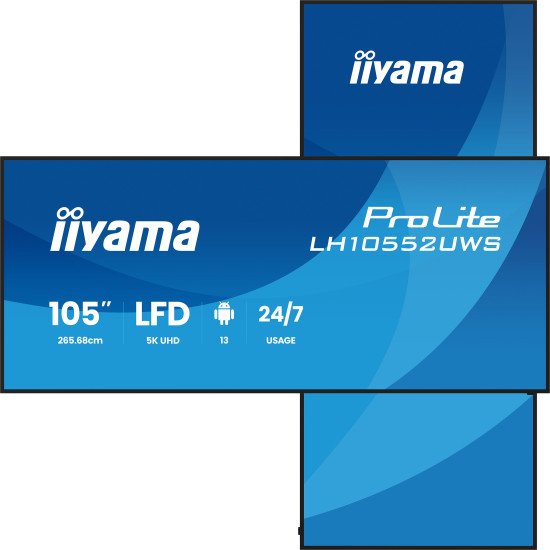 iiyama LH10552UWS-B1AG Écran d'affichage dynamique En forme de kiosk 2,66 m (104.6") Wifi 500 cd/m² UltraWide 5K HD Intégré dans le processeur Android 24/7