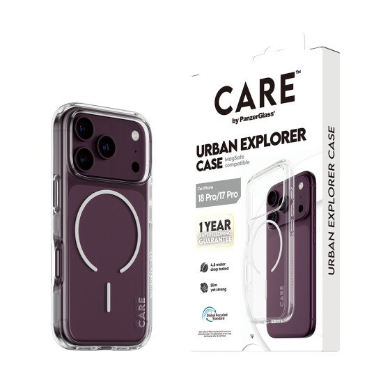 PanzerGlass CARE™ by ® Urban Explorer Case Transparent w. White MagSafe iPhone 2026 Pro | 17 Pro coque de protection pour téléphones portables Housse