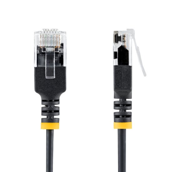 StarTech.com Câble Ethernet CAT6a Ultrafin Noir de 1,5m, Sans Accroc, FTP, Fil de Cuivre Nu Pur, Cordon Patch Réseau RJ45 fin 34AWG, Testé par Fluke Channel
