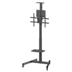 Manhattan Support sur roulettes pour TV/moniteurs, réglage hauteur par manivelle, écrans 37" à 65", Compatibilité VESA : de 200x200 à 600x400 mm (vérifiez les dimensions des quatre trous de fixation à l'arrière), charge max. 70 kg, hauteur 1120–