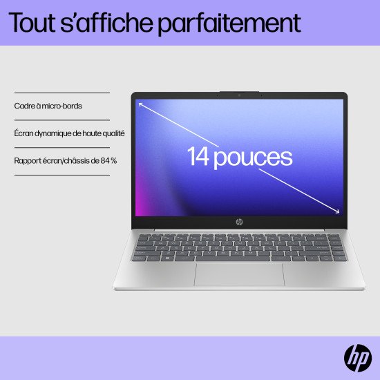 HP 14-ep0752nb Intel® Core™ i5 i5-1334U Ordinateur portable 35,6 cm (14") Full HD 8 Go DDR4-SDRAM 512 Go SSD Wi-Fi 6 (802.11ax) Windows 11 Home Argent
