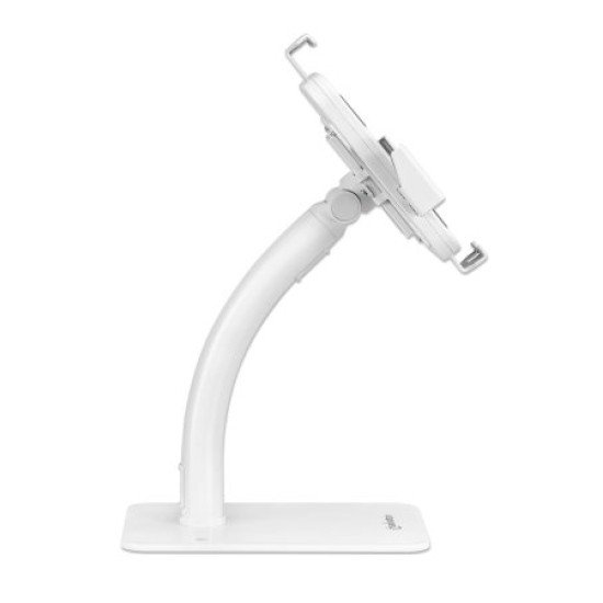 Manhattan Support antivol de bureau pour tablette/iPad, universel, rotation 360°, inclinaison +20° à -110°, verrouillable, blanc, tablettes 7,9"–11"