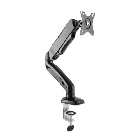 Manhattan Support de bureau pour TV/moniteurs (bras à ressort à Bras articulé), écrans 13" à 27", fixation à l'arrière par pince ou passe-câble, Compatibilité VESA : 75x75 et 100x100 mm (vérifiez les dimensions des quatre trous de fixation à l'a