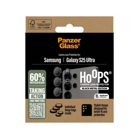 PanzerGlass ® Hoops® Black Camera Lens Protector Samsung Galaxy S25 Ultra Protection d'écran transparent 1 pièce(s) PanzerGlass ® Hoops® Black Camera Lens Protector Samsung Galaxy S25 Ultra Protection d'écran transparent 1 pièce(s)
