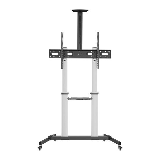 Manhattan Support sur roulettes pour TV/moniteurs, écrans 37" à 100", Compatibilité VESA : de 200x200 à 1000x600 mm (vérifiez les dimensions des quatre trous de fixation à l'arrière), charge max. 80 kg, hauteur réglable 1200–1600 mm