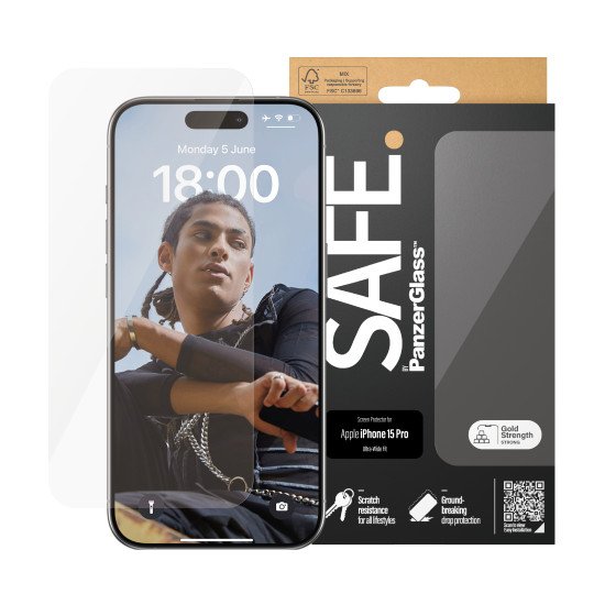 PanzerGlass SAFE. Screen Protector iPhone 2023 6.1" Pro Ultra-Wide Fit Protection d'écran transparent Apple 1 pièce(s)