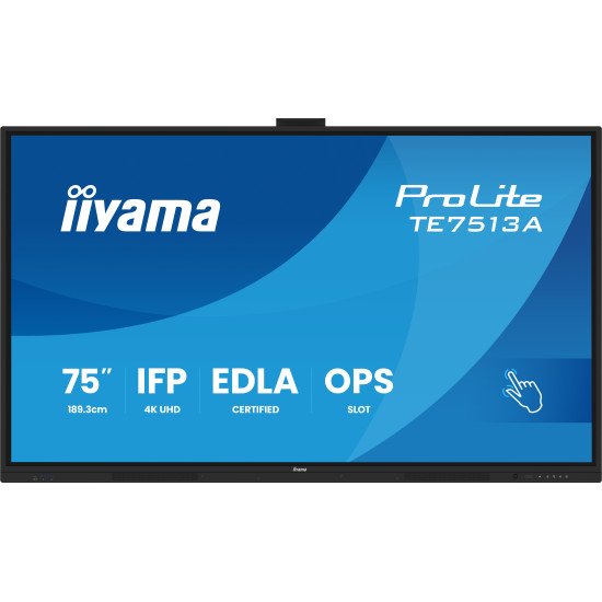iiyama TE7513A-B2AG Écran d'affichage dynamique Écran plat interactif 190,5 cm (75") Wifi 500 cd/m² 4K Ultra HD Noir Écran tactile Intégré dans le processeur Android 24/7