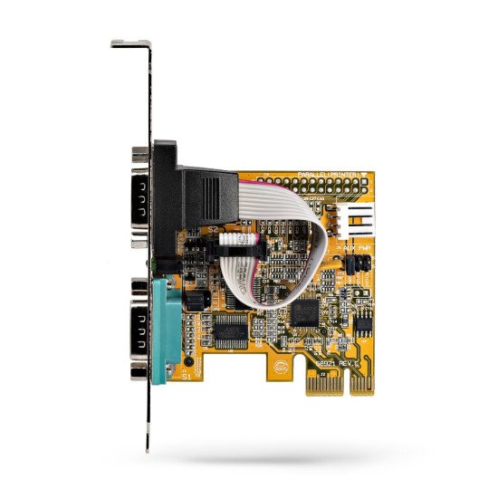 StarTech.com Carte d'Interface Série PCI Express à 2 ports, Carte Série PCIe à 2 Ports vers RS232 (DB9), UART 16C1050, Supports à Profil Bas/Plein, Rétention COM, pour Windows/Linux