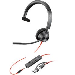 POLY Micro-casque Blackwire 3315 monaural USB-C certifié Microsoft Teams + connexion 3,5 mm + adaptateur USB-C/A POLY Micro-casque Blackwire 3315 monaural USB-C certifié Microsoft Teams + connexion 3,5 mm + adaptateur USB-C/A