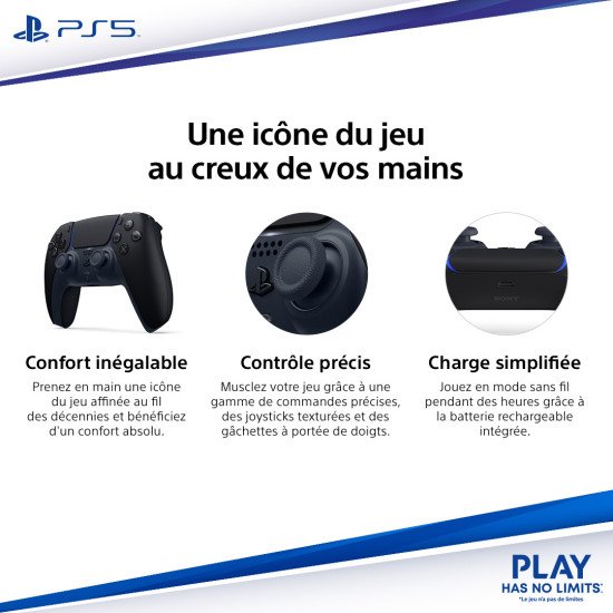 Sony Manette sans fil DualSense – Midnight Black + câble USB pour PC