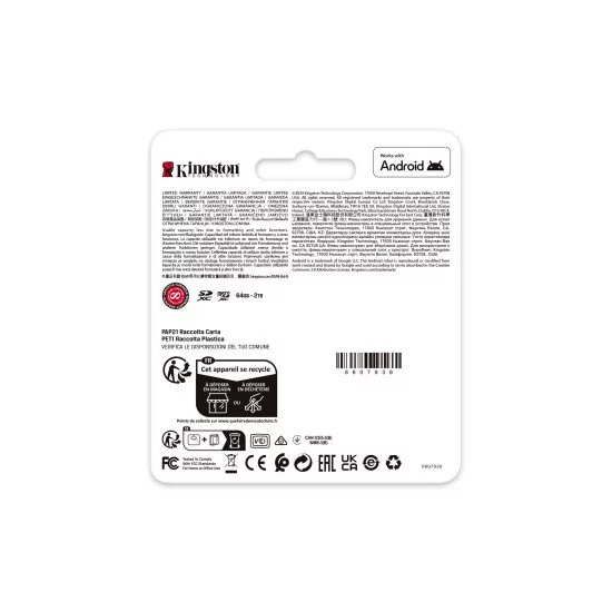 Kingston Technology Carte microSDXC Canvas Go Plus Gen4 200 Mo/s A2 U3 V30 64 Go + adaptateur Kingston Technology Carte microSDXC Canvas Go Plus Gen4 200 Mo/s A2 U3 V30 64 Go + adaptateur