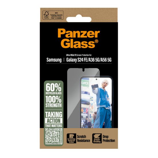 PanzerGlass ® Screen Protector Samsung Galaxy S24 FE | A36 5G | A56 5G | Ultra-Wide Fit Protection d'écran transparent 1 pièce(s) PanzerGlass ® Screen Protector Samsung Galaxy S24 FE | A36 5G | A56 5G | Ultra-Wide Fit Protection d'écran transparent 1 pièce(s)
