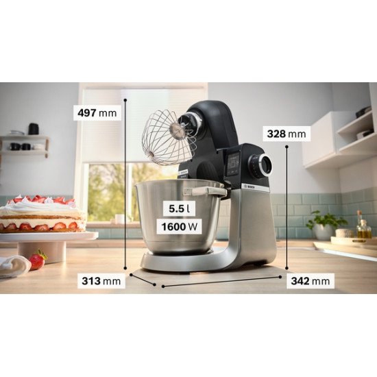 Bosch Serie 6 MUMS6ZS13D robot de cuisine 1600 W 5,5 L Noir, Acier inoxydable Balances intégrées