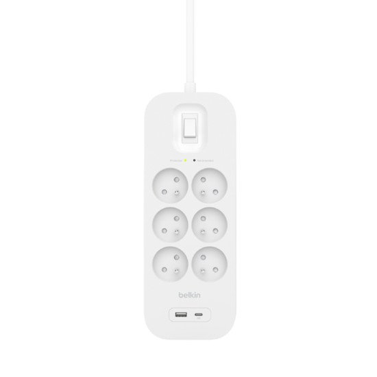 Belkin Connect Blanc 6 sortie(s) CA 2 m