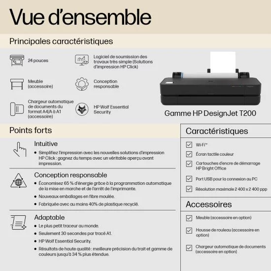 HP Designjet Imprimante T250 24-pouces Édition 2025 HP Designjet Imprimante T250 24-pouces Édition 2025