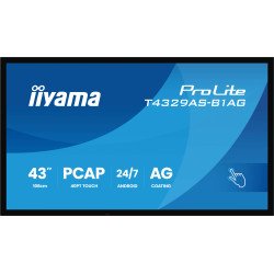 iiyama T4329AS-B1AG Écran d'affichage dynamique Écran plat interactif 108 cm (42.5") LED Wifi 500 cd/m² 4K Ultra HD Noir Écran tactile Intégré dans le processeur Android 24/7