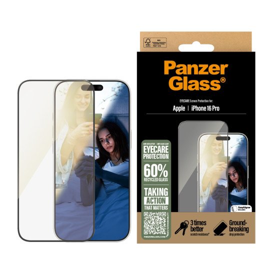 PanzerGlass ® EyeCare Screen Protector iPhone 16 Pro | Ultra-Wide Fit Protection d'écran transparent Apple 1 pièce(s) PanzerGlass ® EyeCare Screen Protector iPhone 16 Pro | Ultra-Wide Fit Protection d'écran transparent Apple 1 pièce(s)