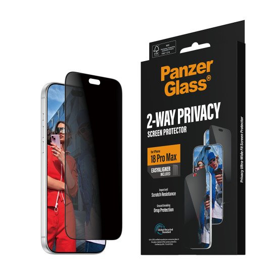 PanzerGlass ® 2-Way Privacy Screen Protector iPhone 2026 Pro Max | Ultra-Wide Fit w. EasyAligner Protection d'écran transparent 1 pièce(s)