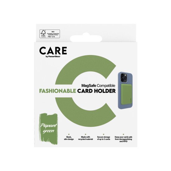 PanzerGlass CARE by ® Fashionable Card Holder Green iPhone coque de protection pour téléphones portables Housse Transparent