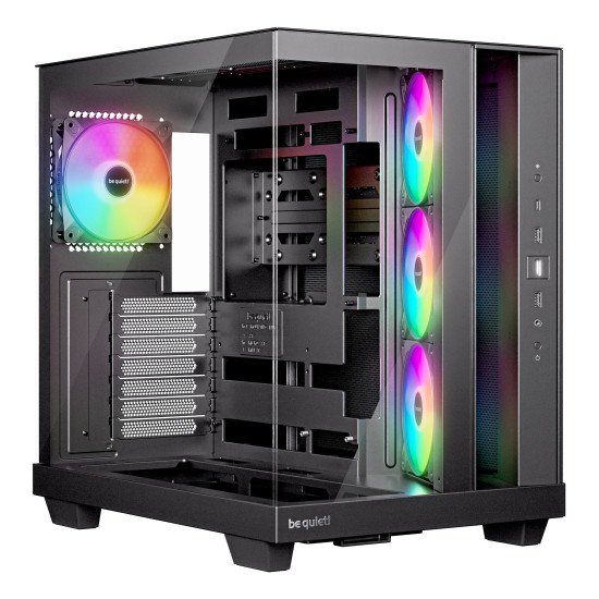 be quiet! Light Base 500 Noir | Boîtier PC ARGB vitré, Mini ITX / Micro ATX / ATX, 4 ventilateurs Light Wings LX 120 mm