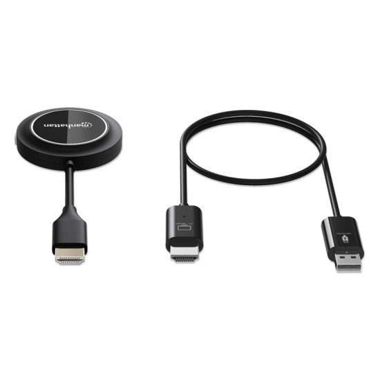 Manhattan Kit de présentation sans fil HDMI 1080p, ensemble de 2 pièces avec récepteur HDMI et émetteur HDMI type dongle, pour diffusion vidéo sans fil depuis un ordinateur portable, une tablette ou un smartphone vers un téléviseur ou un projecteur HDMI, 