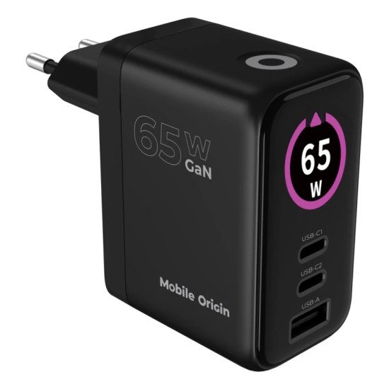 Mobile Origin MO-65WDCH-PW20 chargeur d'appareils mobiles Universel Noir Secteur Charge rapide Intérieure