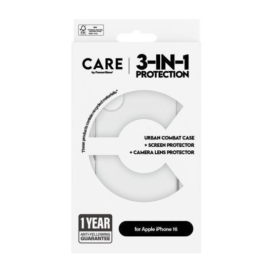 PanzerGlass CARE by ® Flagship 3-in-1 Bundle iPhone 16 Protection d'écran transparent Apple 1 pièce(s) PanzerGlass CARE by ® Flagship 3-in-1 Bundle iPhone 16 Protection d'écran transparent Apple 1 pièce(s)